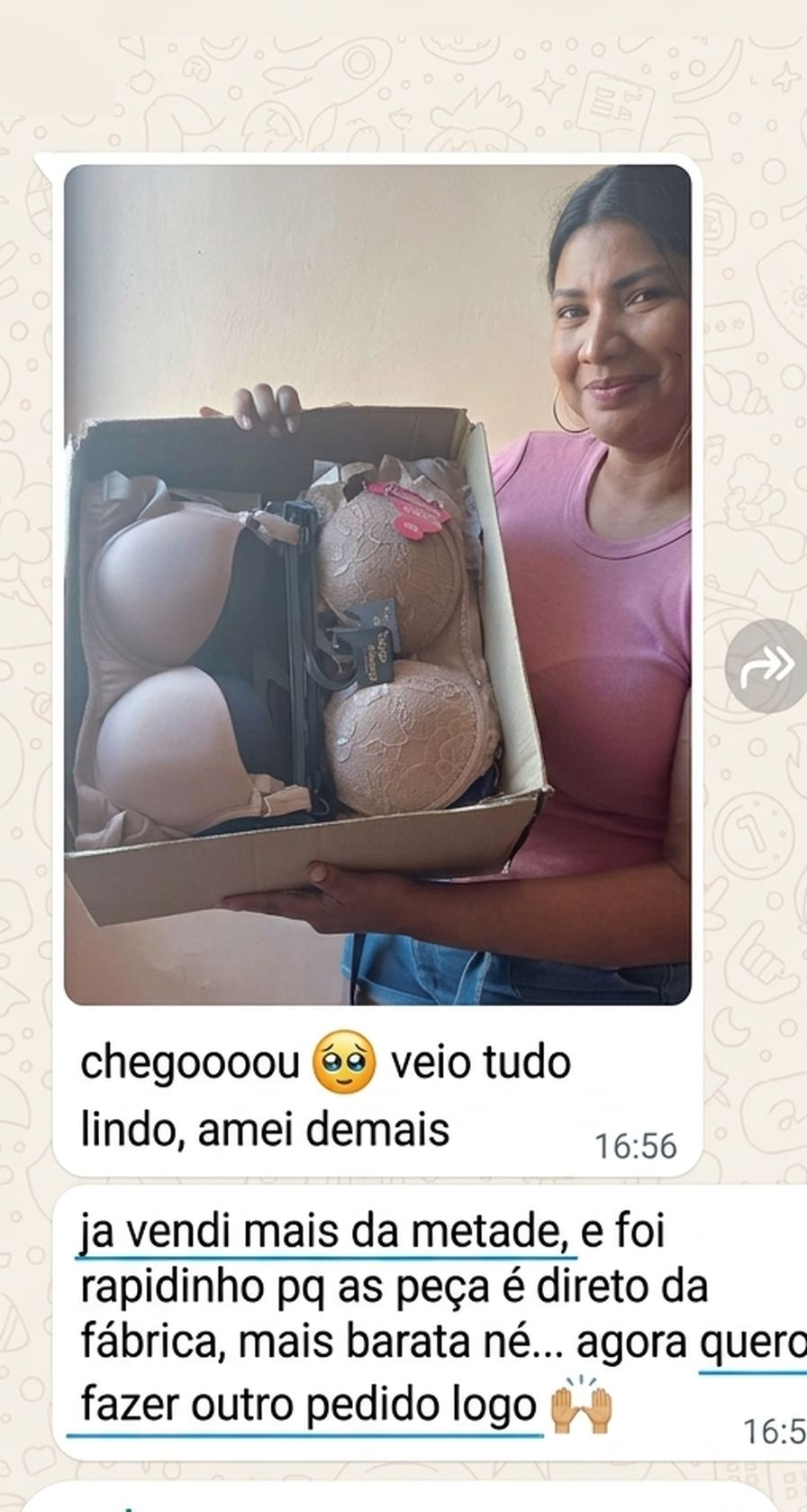 Print WhatsApp: cliente vendeu metade da caixa.